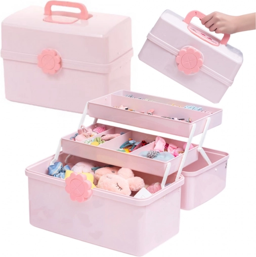 Pink organizer for jewelry and cosmetic accessories 29 × 16 × 16 cm