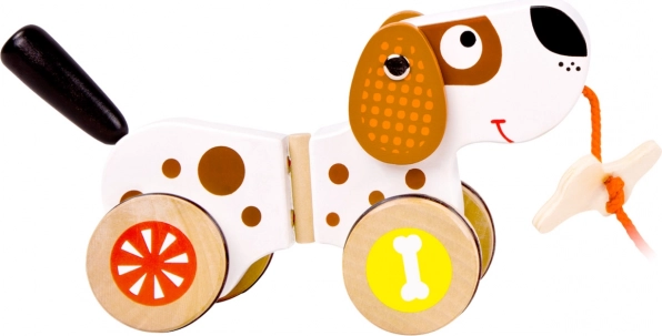 Giocattolo in legno da traino per bambini a forma di cane