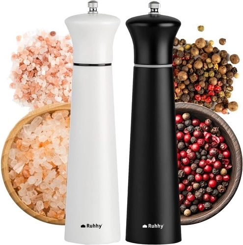 RUHHY manual salt and pepper grinder set, ceramic mechanism, 22 cm