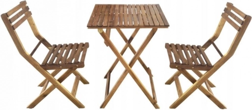 Wooden Garden Furniture Set from Acacia Wood - Table and 2 Chairs