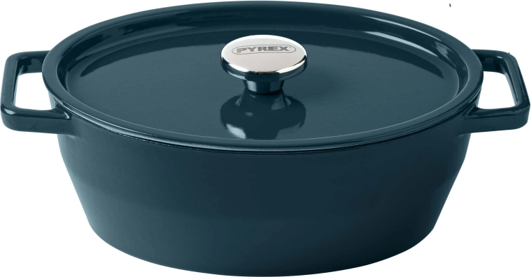 Casseruola in ghisa Pyrex con coperchio 24 cm, 4 l, verde scuro