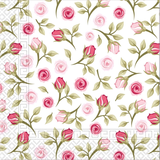Servetten 3-laags Romantische rozen 33 × 33 cm