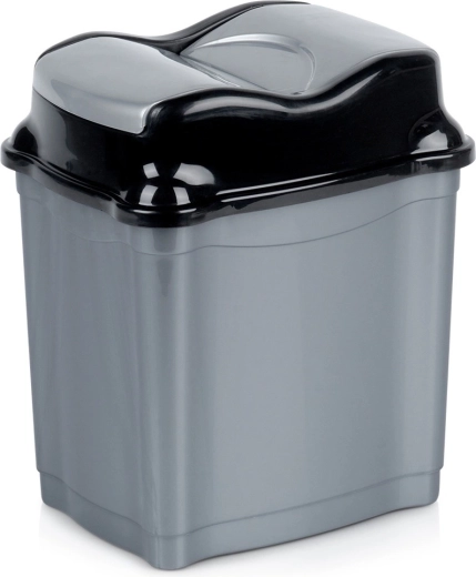 Kunststoff-Abfalleimer 5 l mit Schwingdeckel, grau
