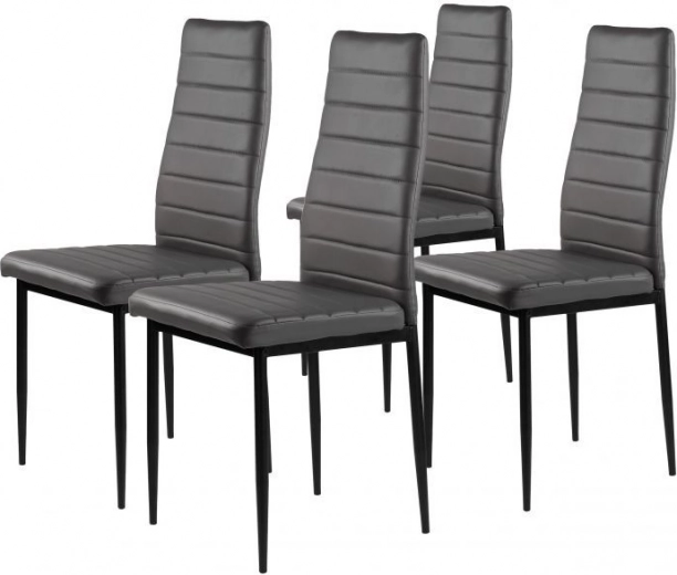 Moderne sedie da pranzo e soggiorno in ecopelle grigia con schienale ergonomico
