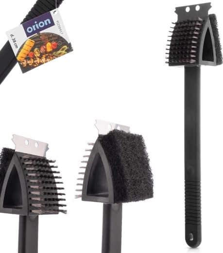 3-in-1: brush, scraper, and sponge