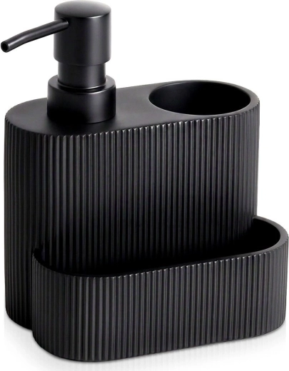 Spülmittelspender mit Schwammhalter, schwarz 250 ml - 1 Stück