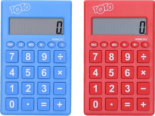 Color school calculator with 8-digit display