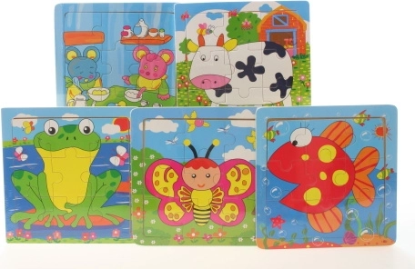 Wooden animal puzzle on board