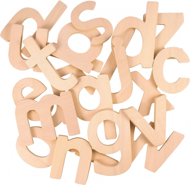 Wooden alphabet lowercase letters