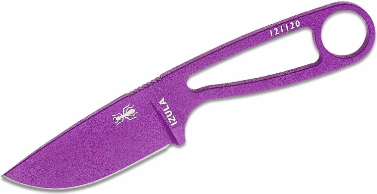 ESEE Izula coltello da collo viola in acciaio al carbonio con fodero nero