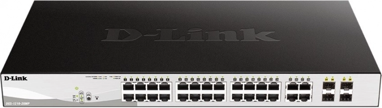 Switch DGS-1210-28MP con 24 porte GE PoE+ e 4 porte SFP