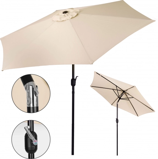 Garden tilting parasol with crank 270 cm beige MultiGarden
