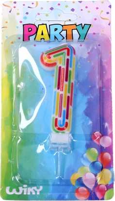 Party candle number 1 stripes