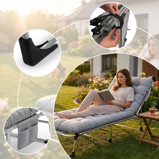 Imbottitura spessa e poggiatesta per un comfort che dura tutto il giorno