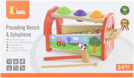 Banco da martellare in legno con xilofono per bambini