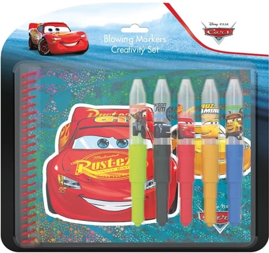 Set di pennarelli soffia-colore e quaderno Cars