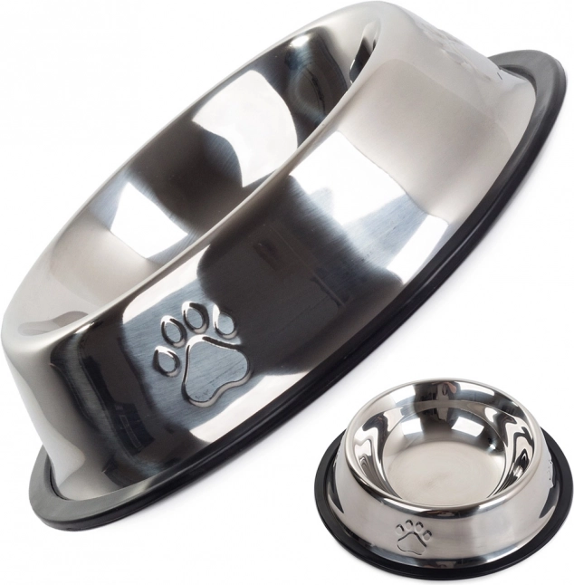 Stainless steel bowl for dogs and cats with non-slip rubber 150 ml