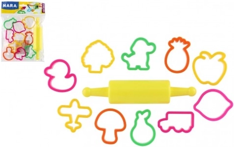 Cutters for modeling clay NARA with plastic roller - 11 pcs