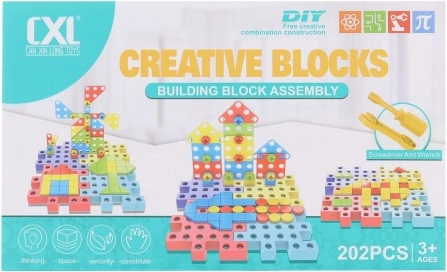 Screw-Together Plastic Construction Set, 202 Pieces