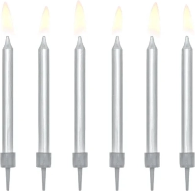 Bougies d’anniversaire lisses argentées