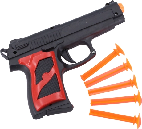 Pistola di plastica con ventose 16 cm – set 5 proiettili