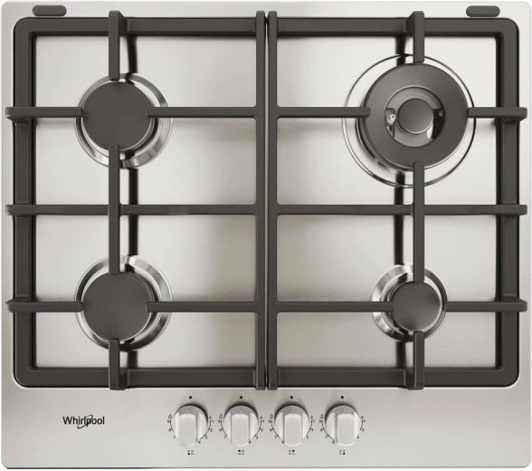 Whirlpool gaskookplaat 60 cm met 4 branders en gietijzeren pandragers