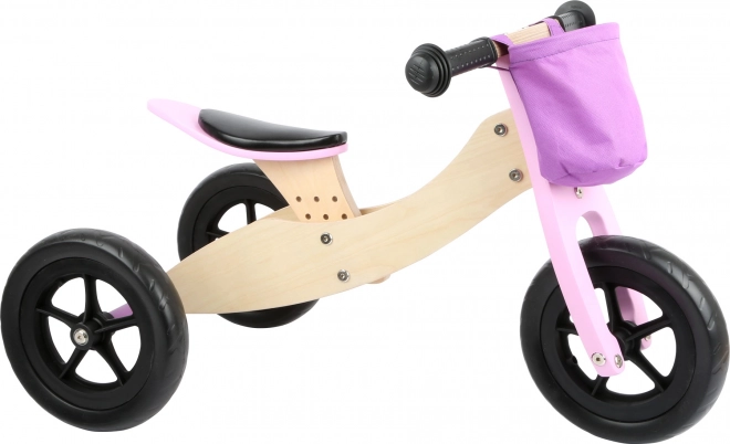 Wooden 2-in-1 balance bike pink