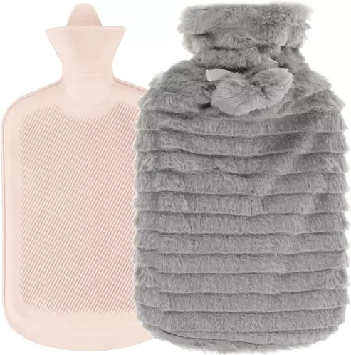 Rubber hot water bottle with plush cover 2 l