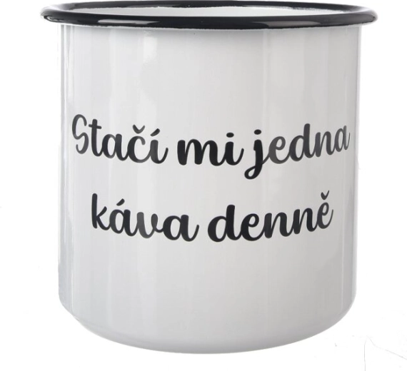 Tazza smaltata “Un caffè” 1 l bianca