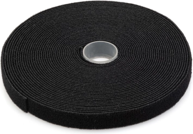 Fascetta autoadesiva in velcro per cablaggi 15 mm, 10 m, nera