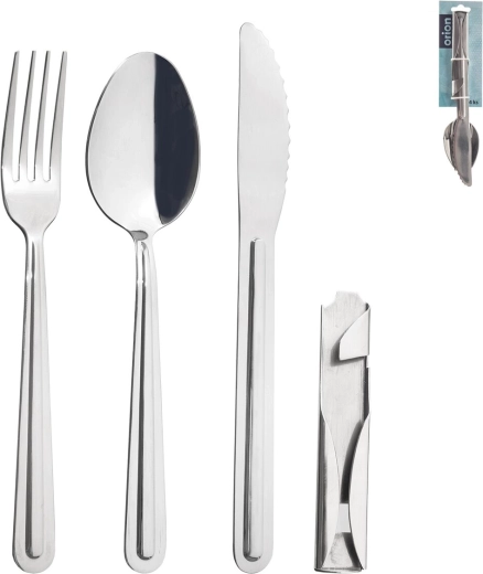Rustfrit campingbestik KEMP 4 stk. med oplukker