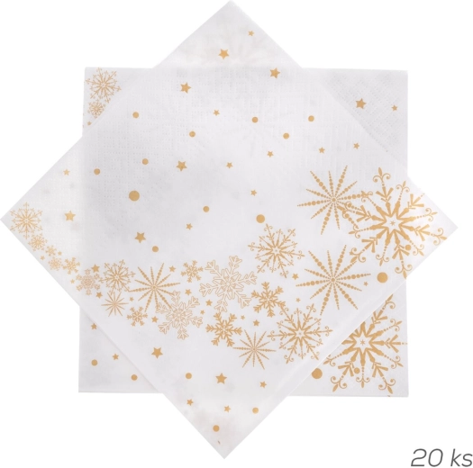 Papirservietter med guldstjerner 33 × 33 cm, 20 stk.