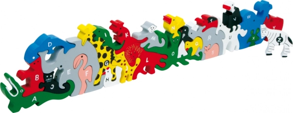 Wooden Animal Puzzle with Letters and Numbers