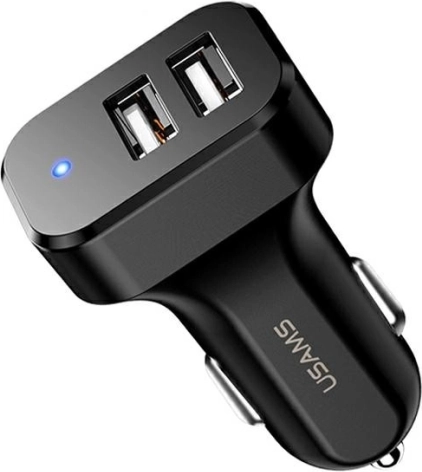 USAMS Car Charger with 2× USB, 2.1 A