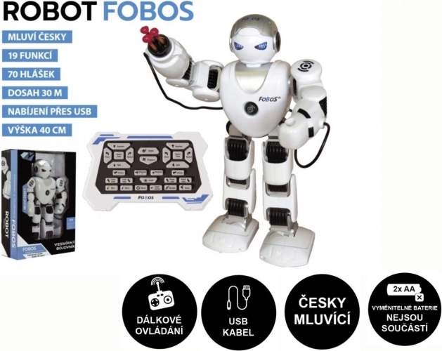 FOBOS Interactive Robot 40 cm, speaks Czech, with remote control and USB charging