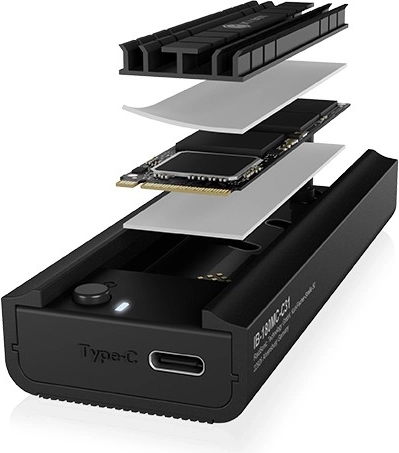 Docking station ICY BOX IB-180MC-C31 per SSD M.2 NVMe e SATA, USB 3.2 Gen 2 Type‑C, alluminio