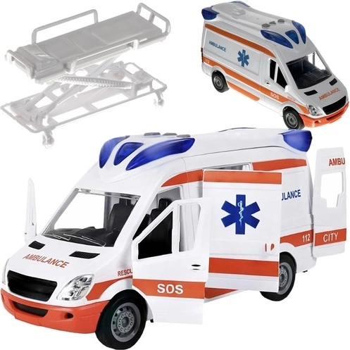 Fire Rescue Ambulance with Lights and Sounds, Opening Doors and Stretcher