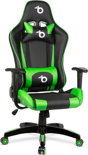 Sedia da gaming con cuscino lombare e cervicale verde