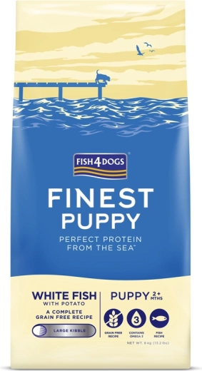 Fish4Dogs crocchette per cuccioli di taglia grande Finest pesce bianco con patate 6 kg