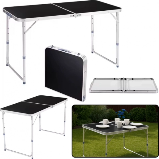 Folding Camping Table with Adjustable Height 120x60 cm