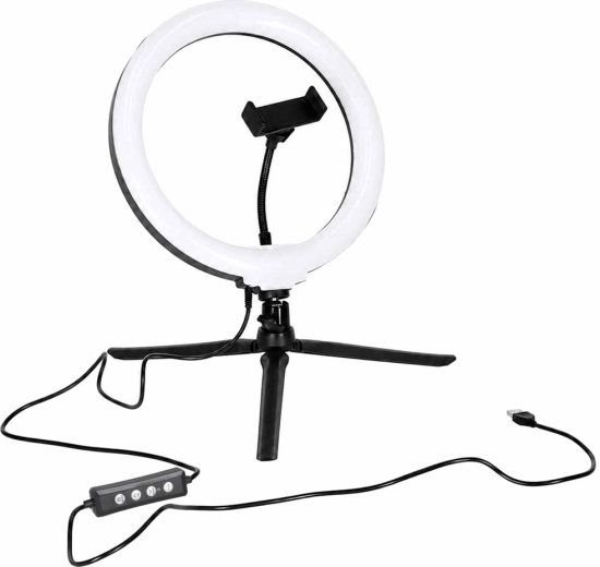 Lampada selfie ad anello LED RGB su treppiede con supporto per telefono e telecomando Bluetooth