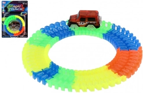Lichtgevende flexibele racebaan met autootje op batterijen, 57 delen, 72 cm