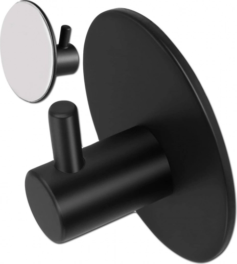 Self-Adhesive Black Towel Hook Made of Steel