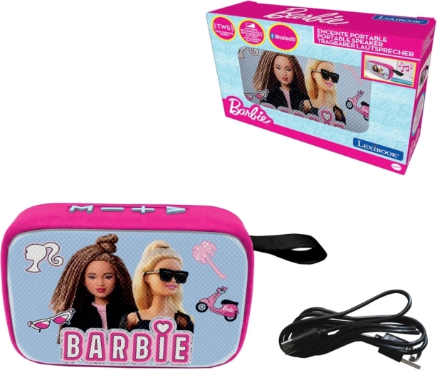 Altoparlante Bluetooth portatile LEXIBOOK Barbie con rivestimento in tessuto