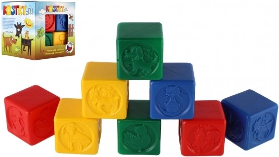 Colorful Plastic Blocks for Children with Animals, Set of 8 pcs