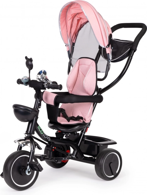 Children's tricycle with swivel seat and canopy, pink, ECOTOYS