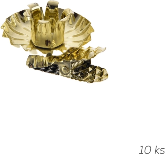 Portacandele natalizi in metallo dorato con clip, 10 pz (diametro 1,5 cm)