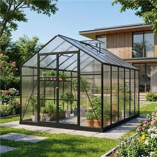 Serre de jardin en polycarbonate avec cadre en aluminium 244 × 427 cm