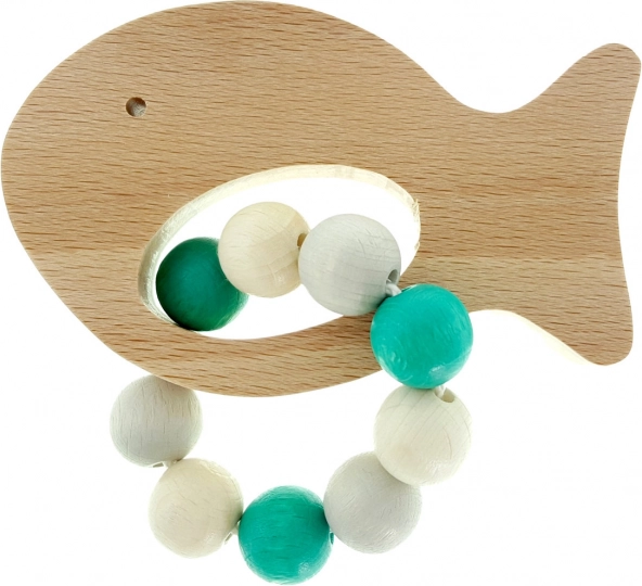 Wooden Rattle Fish Turquoise