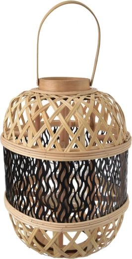 Bougeoir tressé en osier marron-noir 36 cm